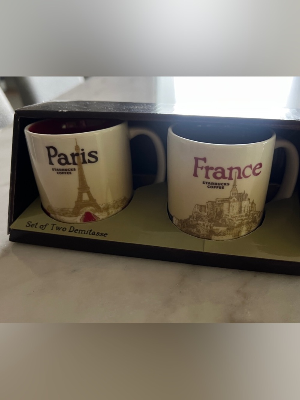 Starbucks Collectible Paris & France White and Burgundy Landmark Mug